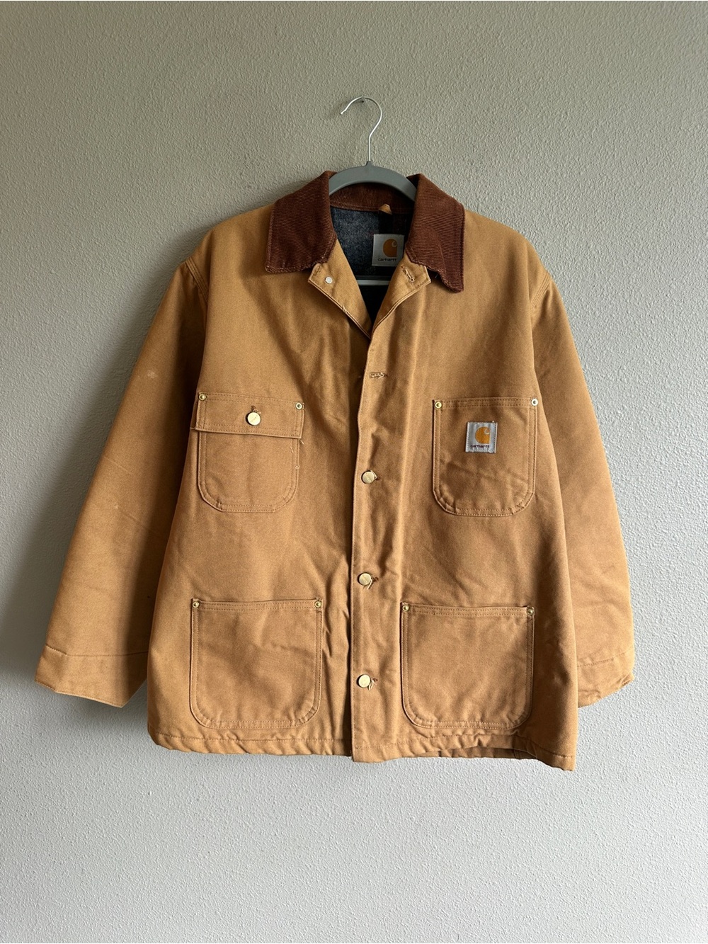 Carhartt Tan Collared Blanket Lined Duck Canvas Work Jacket